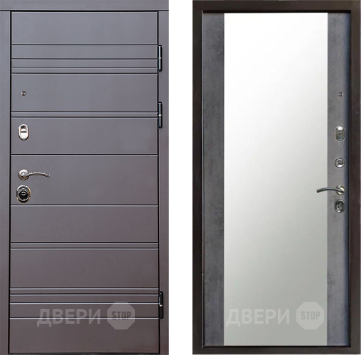 Дверь Престиж Линия Браун Зеркало Бетон темный в Яхроме