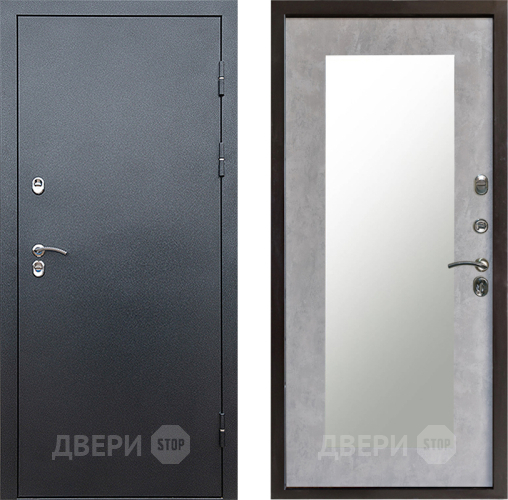 Входная металлическая Дверь Престиж TERMO с терморазрывом Снегирь Серебро Зеркало пастораль Бетон светлый в Яхроме