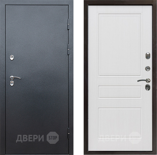 Входная металлическая Дверь Престиж TERMO с терморазрывом Снегирь Серебро Классика Белое дерево в Яхроме