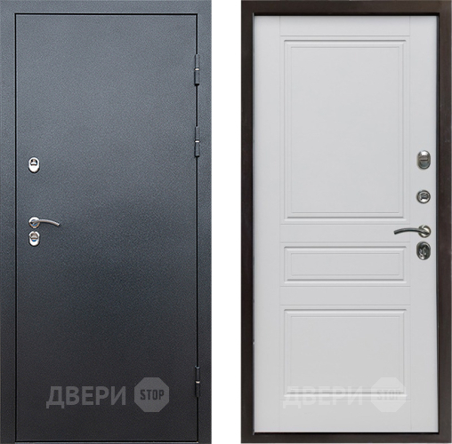 Входная металлическая Дверь Престиж TERMO с терморазрывом Снегирь Серебро Классика Белый матовый в Яхроме