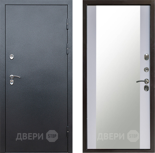 Дверь Престиж TERMO с терморазрывом Снегирь Серебро Зеркало Белый софт в Яхроме
