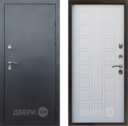 Входная металлическая Дверь Престиж TERMO с терморазрывом Снегирь Серебро Престиж Белое дерево в Яхроме