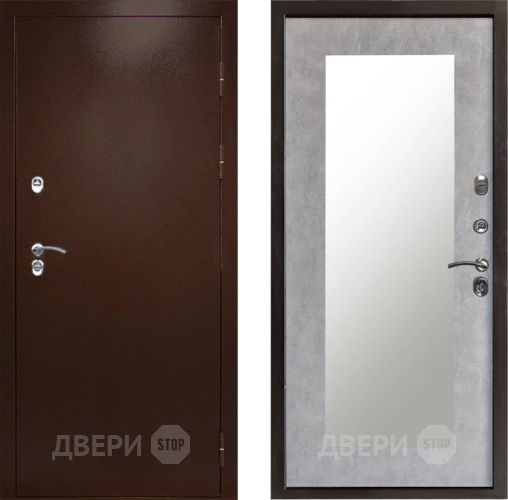 Входная металлическая Дверь Престиж TERMO с терморазрывом Снегирь Медь Зеркало пастораль Бетон светлый в Яхроме