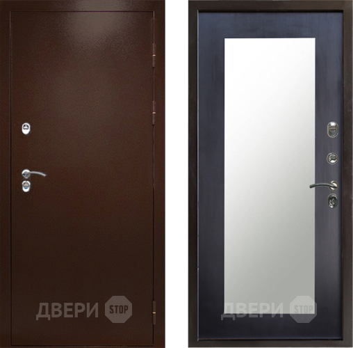 Входная металлическая Дверь Престиж TERMO с терморазрывом Снегирь Медь Зеркало пастораль Венге в Яхроме