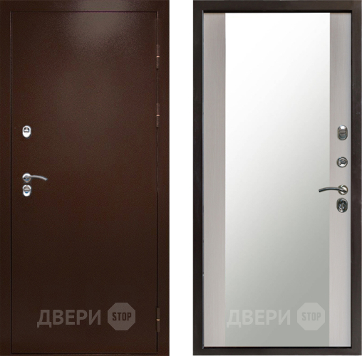 Входная металлическая Дверь Престиж TERMO с терморазрывом Снегирь Медь Зеркало Лиственница белая в Яхроме