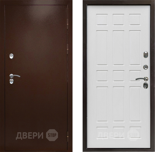 Входная металлическая Дверь Престиж TERMO с терморазрывом Снегирь Медь Спарта Белое дерево в Яхроме