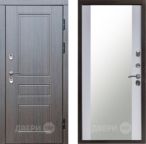 Входная металлическая Дверь Престиж TERMO с терморазрывом Классика Зеркало Белый софт в Яхроме