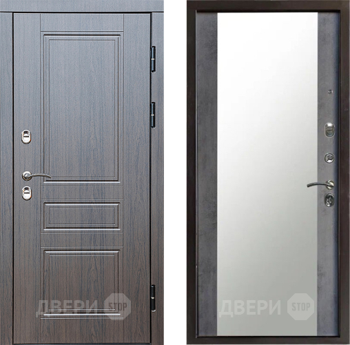 Входная металлическая Дверь Престиж TERMO с терморазрывом Классика Зеркало Бетон темный в Яхроме