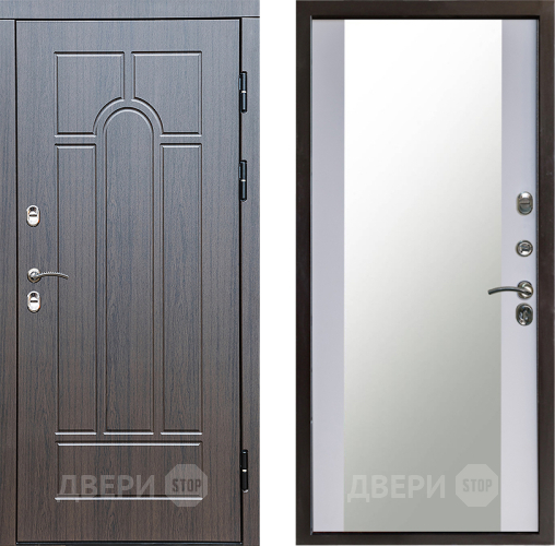 Входная металлическая Дверь Престиж TERMO с терморазрывом Арка Зеркало Белый софт в Яхроме
