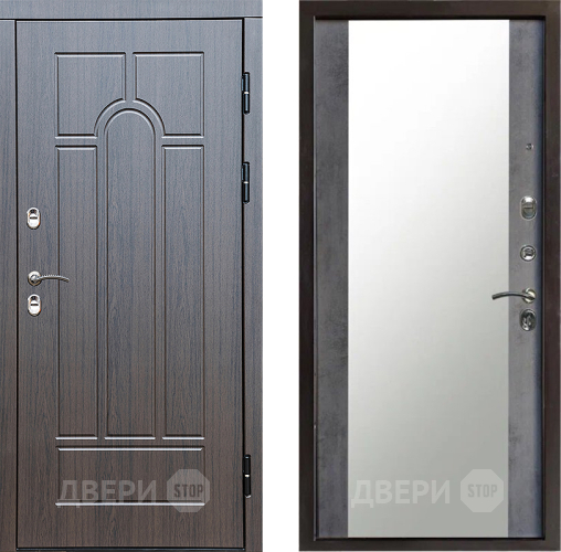 Входная металлическая Дверь Престиж TERMO с терморазрывом Арка Зеркало Бетон темный в Яхроме