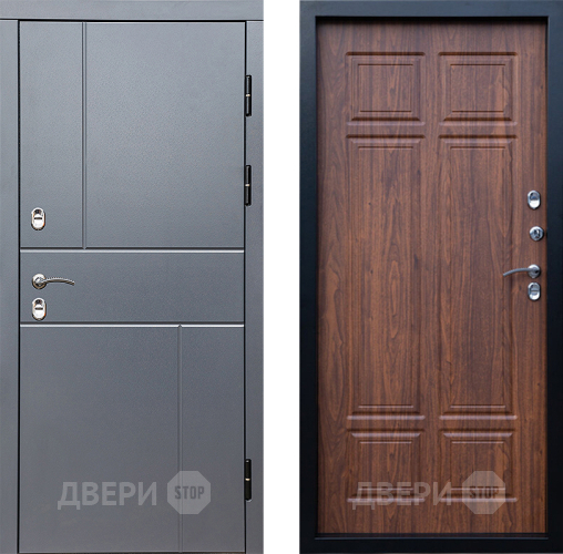 Входная металлическая Дверь Престиж TERMO с терморазрывом Горизонт Грэй Премиум Орех темный в Яхроме