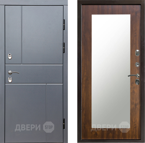 Входная металлическая Дверь Престиж TERMO с терморазрывом Горизонт Грэй Зеркало пастораль Дуб в Яхроме
