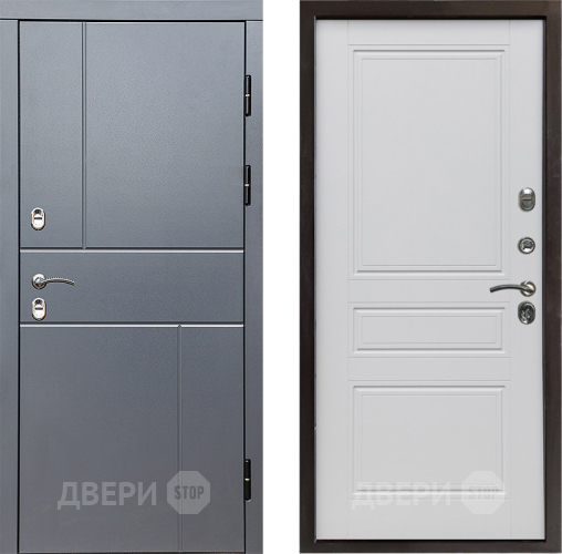 Входная металлическая Дверь Престиж TERMO с терморазрывом Горизонт Грэй Классика Белый матовый в Яхроме