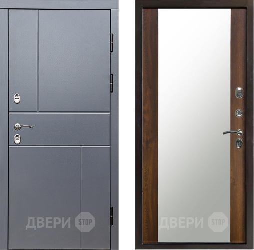 Входная металлическая Дверь Престиж TERMO с терморазрывом Горизонт Грэй Зеркало Дуб в Яхроме