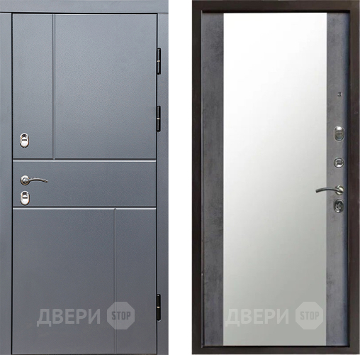 Дверь Престиж TERMO с терморазрывом Горизонт Грэй Зеркало Бетон темный в Яхроме