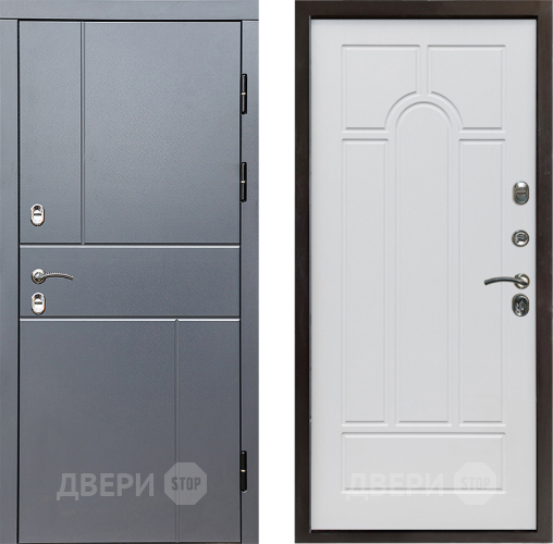 Входная металлическая Дверь Престиж TERMO с терморазрывом Горизонт Грэй Арка Белое дерево в Яхроме