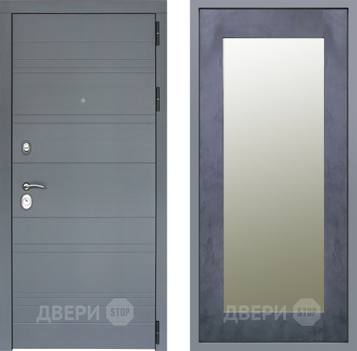 Дверь Заводские двери Лира Софт графит Зеркало Модерн Бетон темный в Яхроме