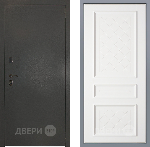 Дверь Заводские двери Эталон 3к антик серебро Урбино Белый софт в Яхроме