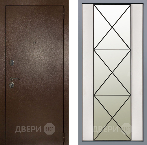 Дверь Заводские двери Эталон 3к антик медь Зеркало Перфекто Структурное дерево в Яхроме