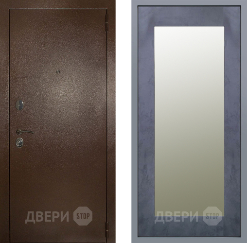 Дверь Заводские двери Эталон 3к антик медь Зеркало Модерн Бетон темный в Яхроме