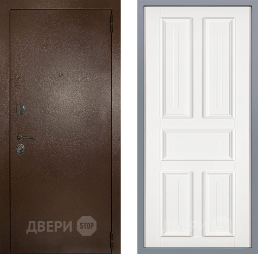 Дверь Заводские двери Эталон 3к антик медь Уругвай Белый софт в Яхроме