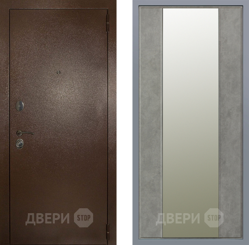 Дверь Заводские двери Эталон 3к антик медь Зеркало Макси Бетон темный в Яхроме