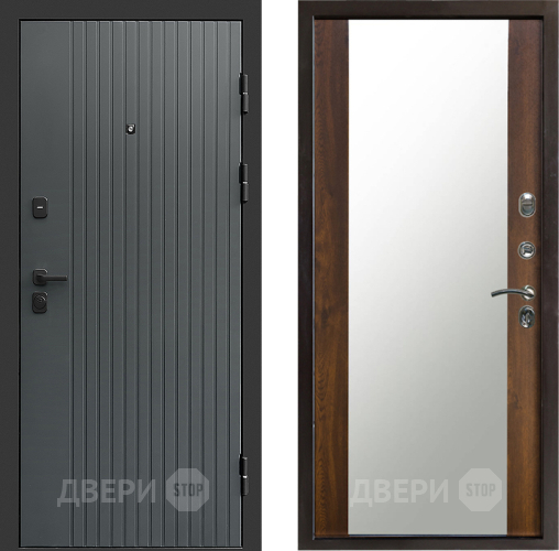 Входная металлическая Дверь Престиж Tvist Grey Зеркало Дуб в Яхроме