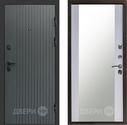Дверь Престиж Tvist Grey Зеркало Белый софт в Яхроме