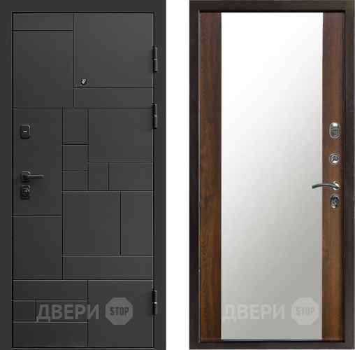Входная металлическая Дверь Престиж Kvadro Зеркало Дуб в Яхроме