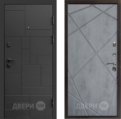 Входная металлическая Дверь Престиж Kvadro Лучи Бетон темный в Яхроме