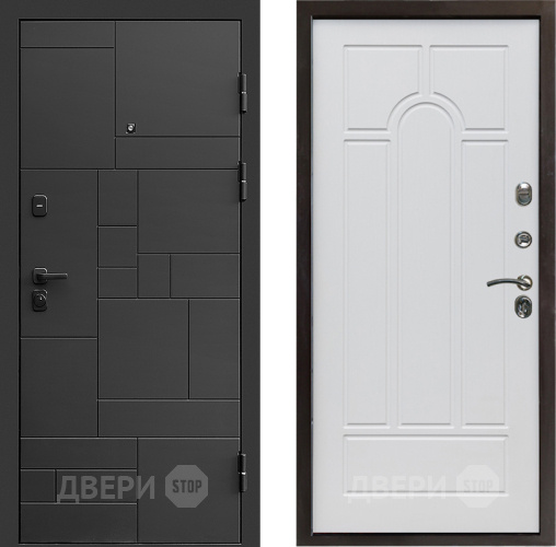 Входная металлическая Дверь Престиж Kvadro Арка Белое дерево в Яхроме