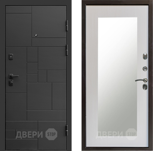 Входная металлическая Дверь Престиж Kvadro Зеркло Пастораль Лиственница белая в Яхроме