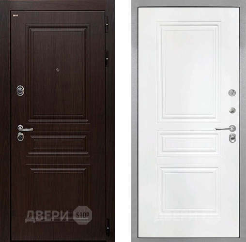 Входная металлическая Дверь Интекрон (INTECRON) Брайтон Тиковое Дерево ФЛ-243 Белый матовый в Яхроме