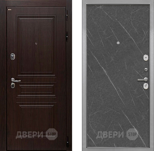 Входная металлическая Дверь Интекрон (INTECRON) Брайтон Тиковое Дерево Гладкая Гранит лава оникс в Яхроме