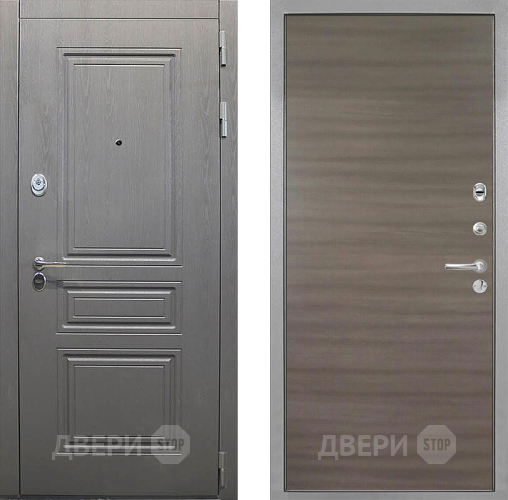 Входная металлическая Дверь Интекрон (INTECRON) Брайтон Графит Гладкая Дуб тоскано поперечный в Яхроме
