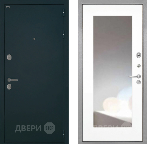 Входная металлическая Дверь Интекрон (INTECRON) Греция ФЛЗ-120-М Зеркало Белый матовый в Яхроме