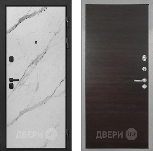 Входная металлическая Дверь Интекрон (INTECRON) Профит Black Мрамор Арктик Гладкая Эковенге поперечный в Яхроме