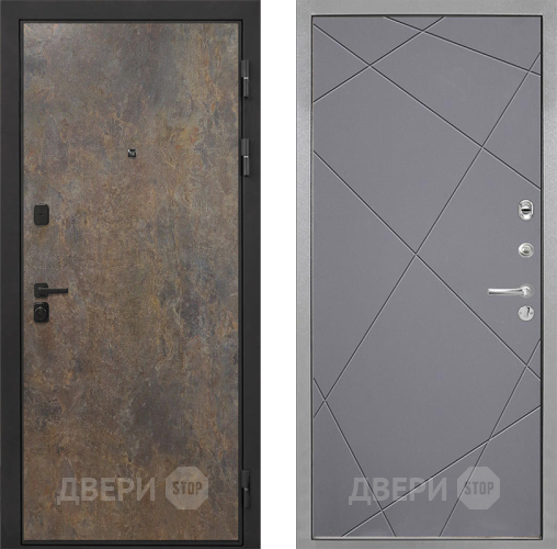 Входная металлическая Дверь Интекрон (INTECRON) Профит Black Гранж Лучи-М Графит софт в Яхроме