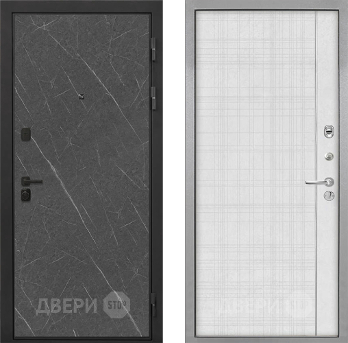 Входная металлическая Дверь Интекрон (INTECRON) Профит Black Гранит Лава Оникс В-07 с молдингом Лофт белый в Яхроме