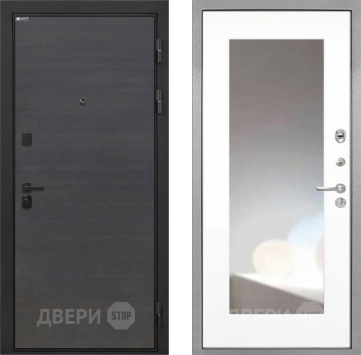 Входная металлическая Дверь Интекрон (INTECRON) Профит Black Эковенге ФЛЗ-120-М Зеркало Белый матовый в Яхроме
