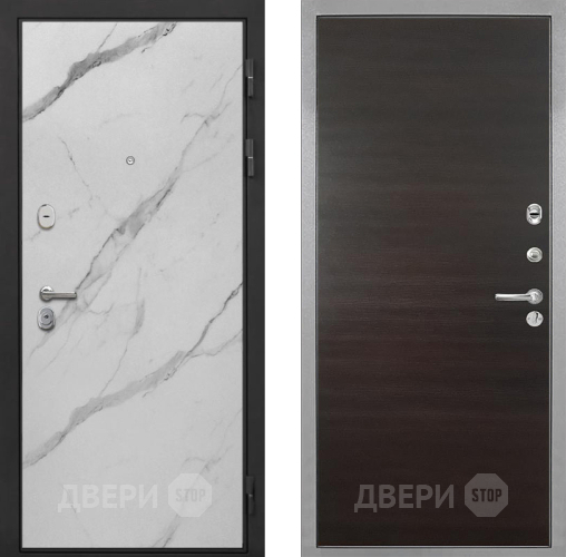 Входная металлическая Дверь Интекрон (INTECRON) Гектор Мрамор Арктик Гладкая Эковенге поперечный в Яхроме