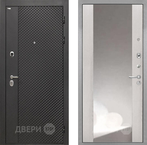 Входная металлическая Дверь Интекрон (INTECRON) Олимпия Black 4К ФЛЗ-516 Зеркало Сосна белая в Яхроме