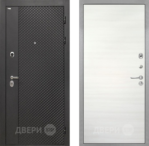 Входная металлическая Дверь Интекрон (INTECRON) Олимпия Black 4К Гладкая Дуб сильвер поперечный в Яхроме