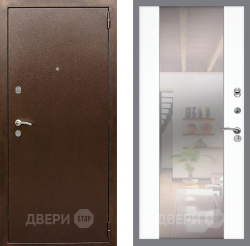 Дверь Рекс (REX) 1А Медный Антик СБ-16 Зеркало Силк Сноу в Яхроме