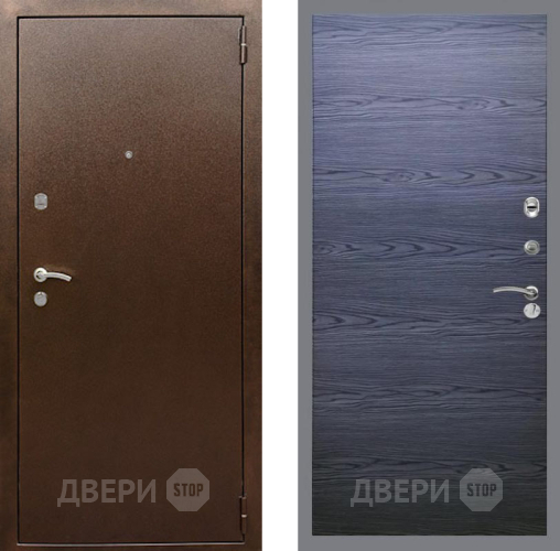 Входная металлическая Дверь Рекс (REX) 1А Медный Антик GL Дуб тангенальный черный в Яхроме