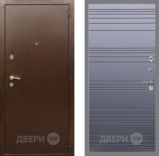 Входная металлическая Дверь Рекс (REX) 1А Медный Антик Line Силк титан в Яхроме