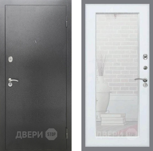 Дверь Рекс (REX) 2А Серебро Антик Зеркало Пастораль Силк Сноу в Яхроме