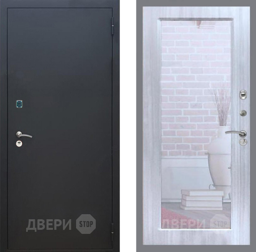 Входная металлическая Дверь Рекс (REX) 1A Черный Муар Зеркало Пастораль Сандал белый в Яхроме