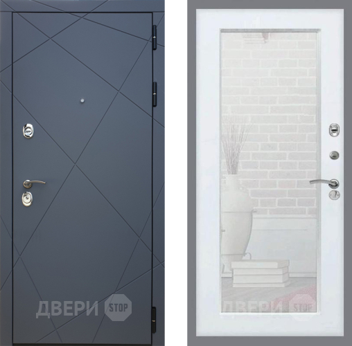 Дверь Рекс (REX) 13 Силк Титан Зеркало Пастораль Белый ясень в Яхроме
