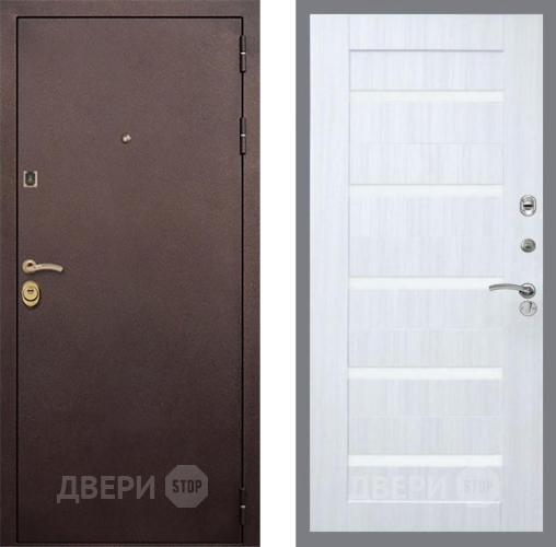 Входная металлическая Дверь Рекс (REX) Лайт 3К СБ-14 стекло белое Сандал белый в Яхроме